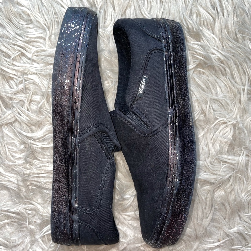 Slip on vans with sparkle platform